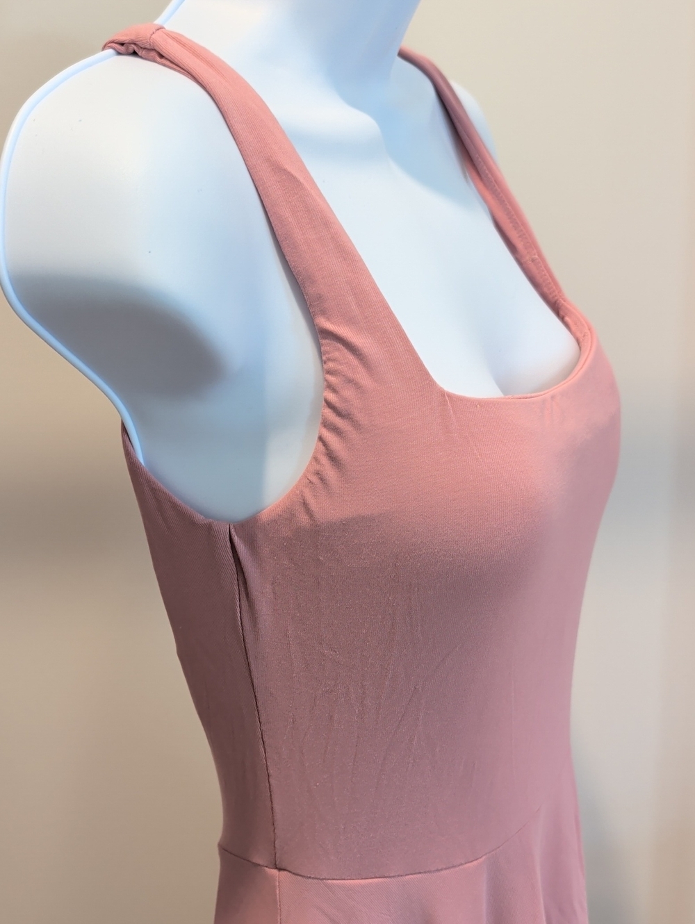 OGL Sleeveless Pink Square-Neck Midi Dress w/ Built-in Bra NWT - Picture 3 of 12